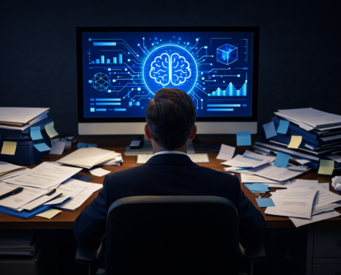 Director de empresa frente a tecnología de IA mientras su operación permanece desorganizada — DECIMA AI Business Lab