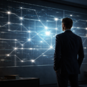 Líder empresarial analizando un mapa operativo estratégico antes de adoptar inteligencia artificial en su empresa