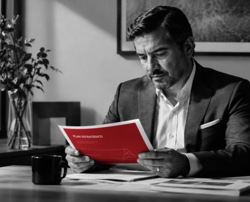 CEO de PYME revisando estrategia operativa antes de adoptar agentes de IA